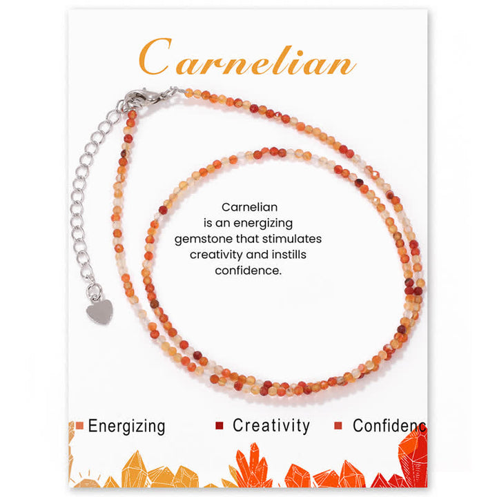Olivenorma Card Stone Beads Fine Clavicle Necklace - Carnelian - image 24