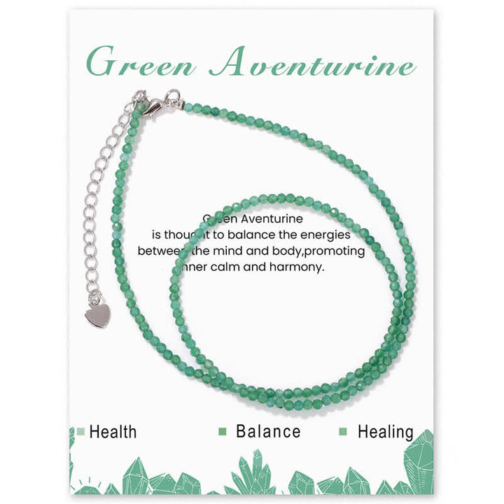 Olivenorma Card Stone Beads Fine Clavicle Necklace - Green Aventurine - image 2