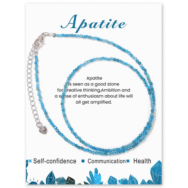 Olivenorma Card Stone Beads Fine Clavicle Necklace - Blue Apatite - image 18