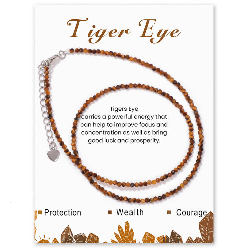Olivenorma Card Stone Beads Fine Clavicle Necklace - Tiger Eye - image 4