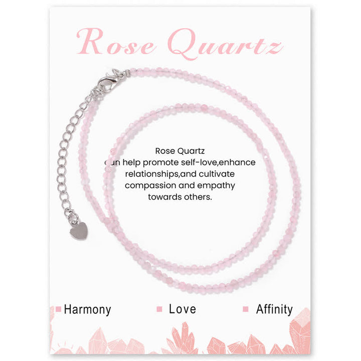 Olivenorma Card Stone Beads Fine Clavicle Necklace - Rose Quartz - image 6