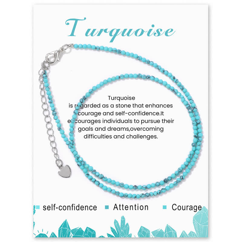 Olivenorma Card Stone Beads Fine Clavicle Necklace - Turquoise - image 22