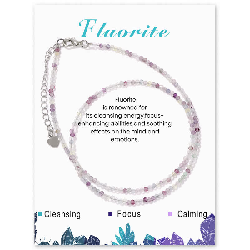 Olivenorma Card Stone Beads Fine Clavicle Necklace - Fluorite - image 16