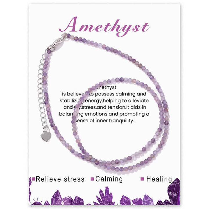 Olivenorma Card Stone Beads Fine Clavicle Necklace - Amethyst - image 20