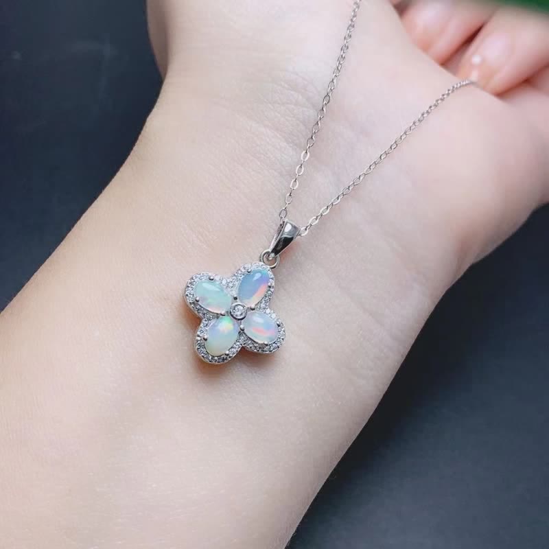 Olivenorma Natural Opal Four-leaf Clover Pendant Necklace - image 1