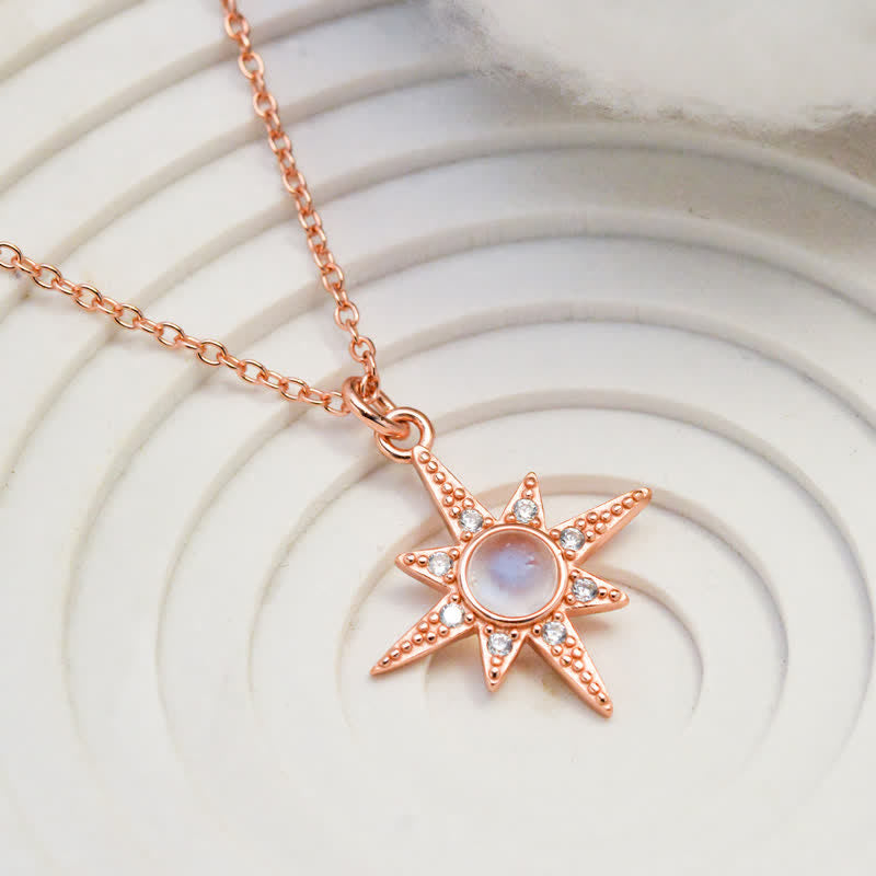Olivenorma Moonstone White Zircon Eight Pointed Star Pendant Necklace - image 1