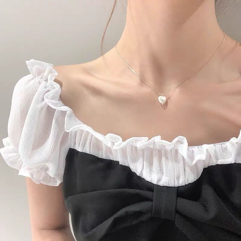 Olivenorma Opal White Zircon Heart Pendant Necklace - Silver - image 1