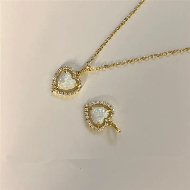 Olivenorma Opal White Zircon Heart Pendant Necklace - image 8