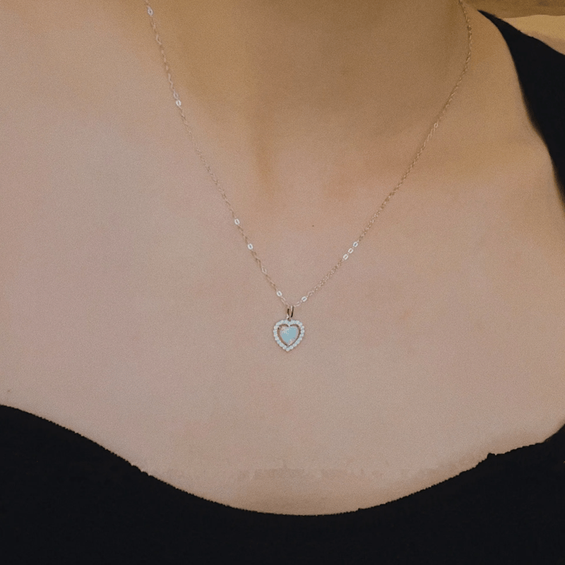 Olivenorma Opal White Zircon Heart Pendant Necklace - image 6
