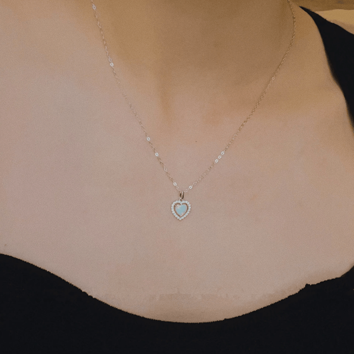 Olivenorma Opal White Zircon Heart Pendant Necklace - image 6