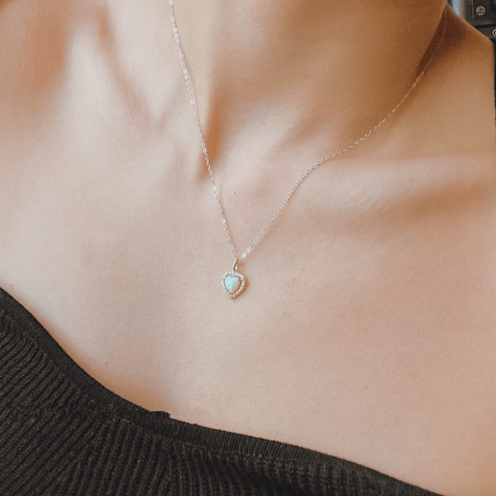 Olivenorma Opal White Zircon Heart Pendant Necklace - image 3