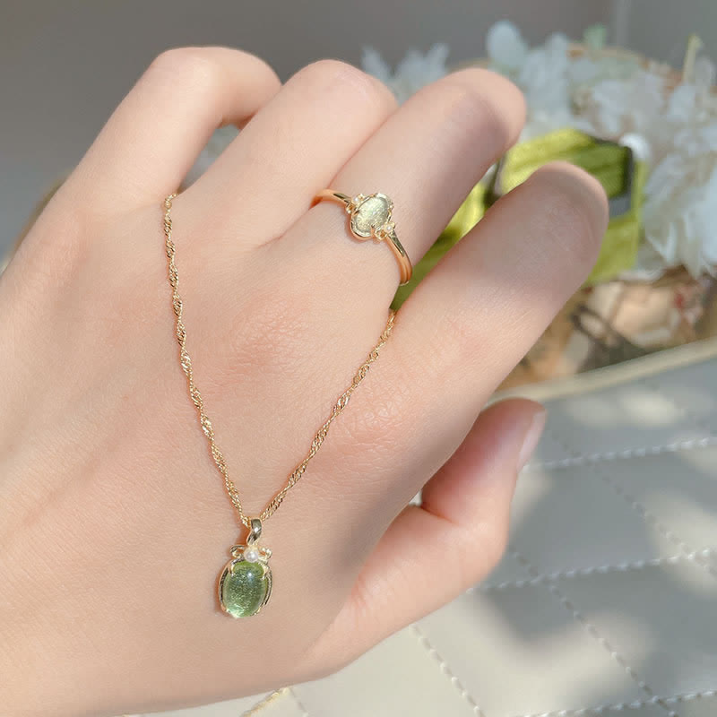 Olivenorma Natural Peridot Ring Necklace - image 9