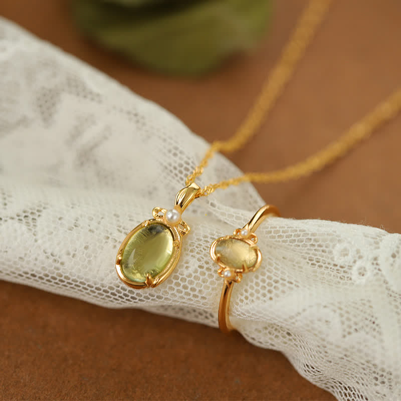 Olivenorma Natural Peridot Ring Necklace - Necklace - Rose Gold - image 1