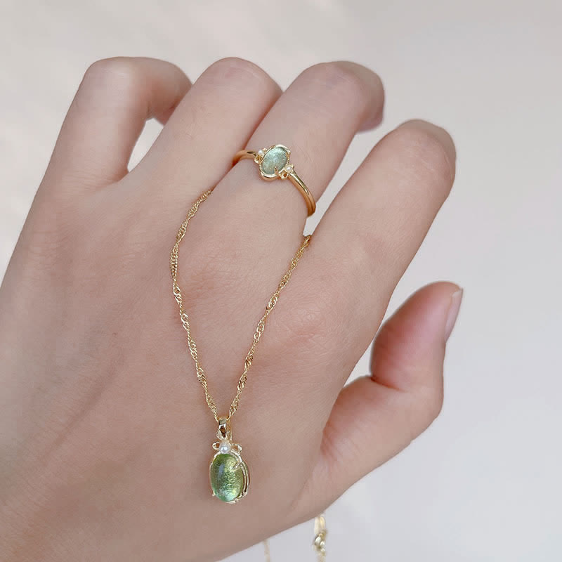 Olivenorma Natural Peridot Ring Necklace - image 10