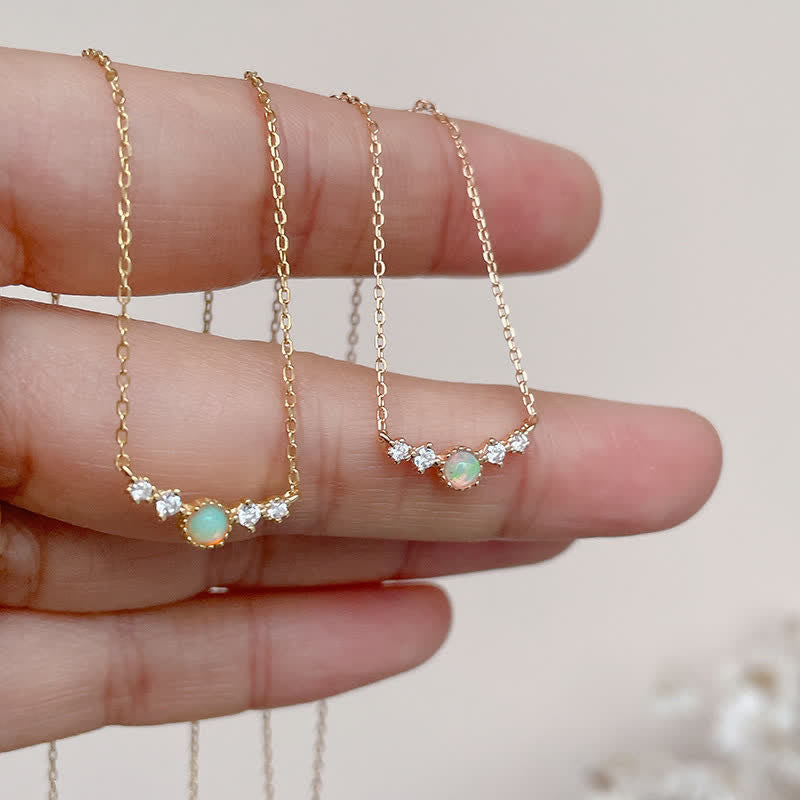 Olivenorma Opal White Zircon Long Pendant Necklace - Rose Gold - image 1