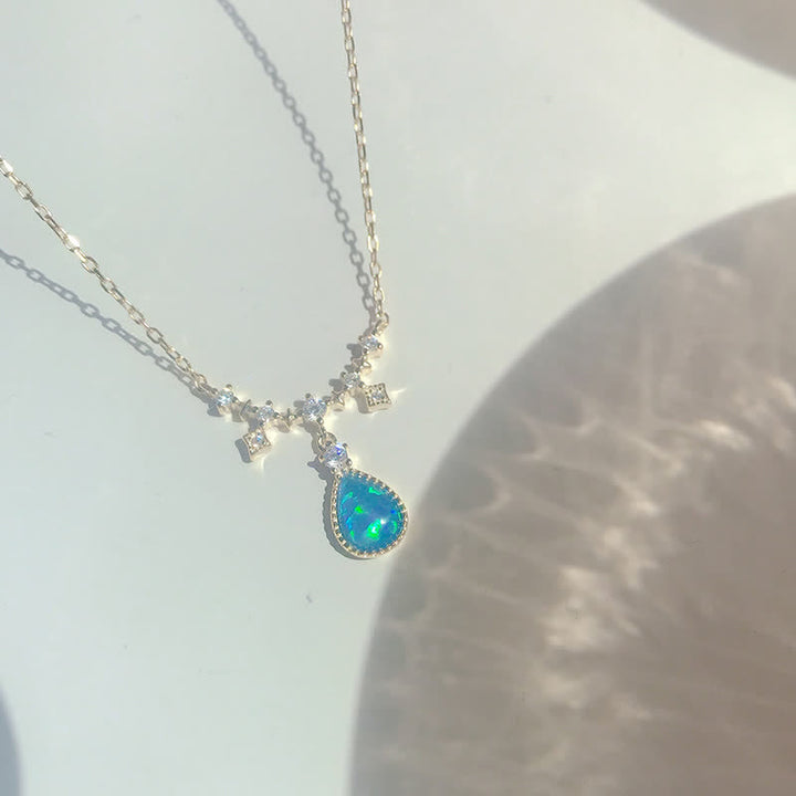 Olivenorma Blue Opa White Zircon Water Drop Pendant Necklace - image 14