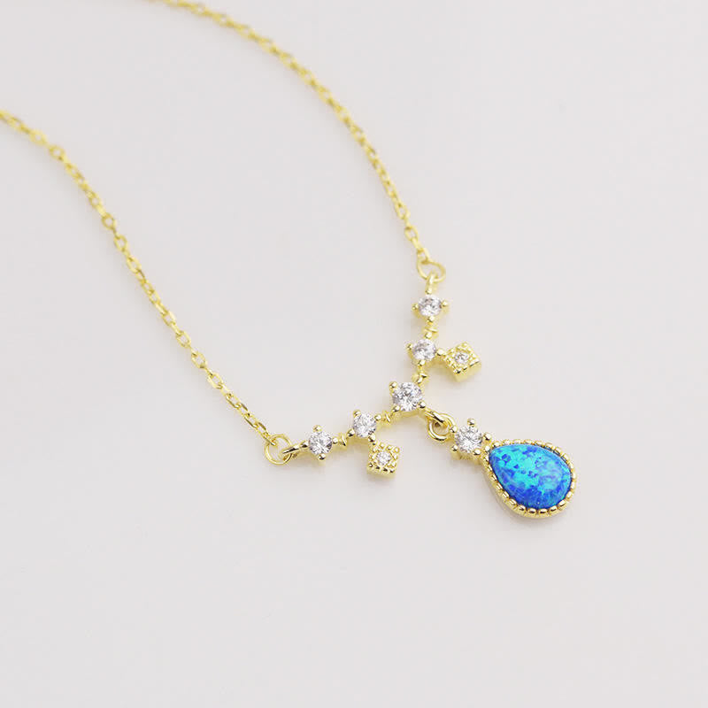 Olivenorma Blue Opa White Zircon Water Drop Pendant Necklace - image 6