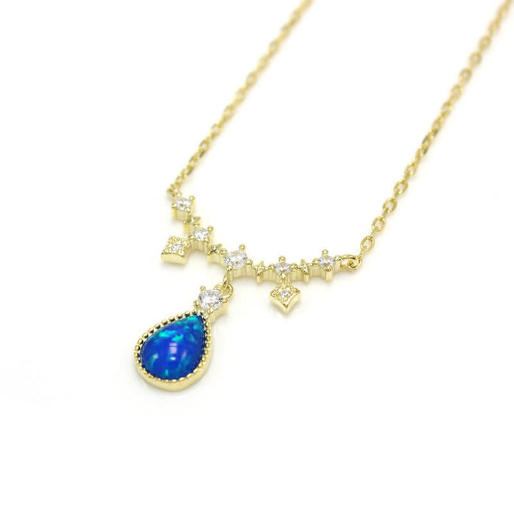 Olivenorma Blue Opa White Zircon Water Drop Pendant Necklace - image 11