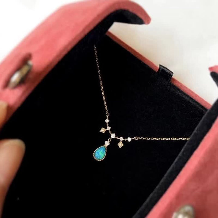 Olivenorma Blue Opa White Zircon Water Drop Pendant Necklace - image 4