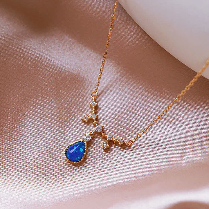 Olivenorma Blue Opa White Zircon Water Drop Pendant Necklace - image 18