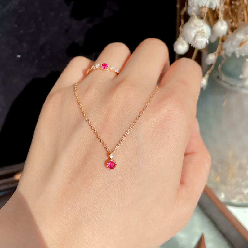 Olivenorma Delicate Garnet Ring Earrings Necklace - image 13