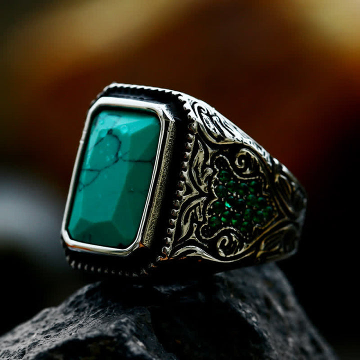 Olivenorma Vintage Turquoise Eagle Indian Ring - US13 - image 0