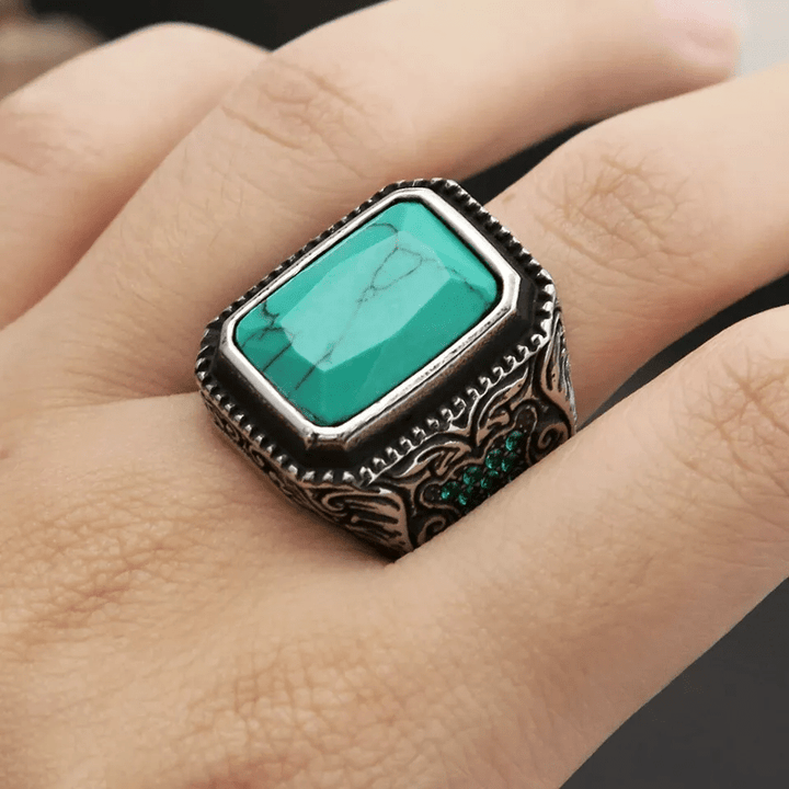 Olivenorma Vintage Turquoise Eagle Indian Ring - image 1