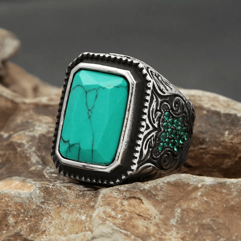 Olivenorma Vintage Turquoise Eagle Indian Ring - image 4