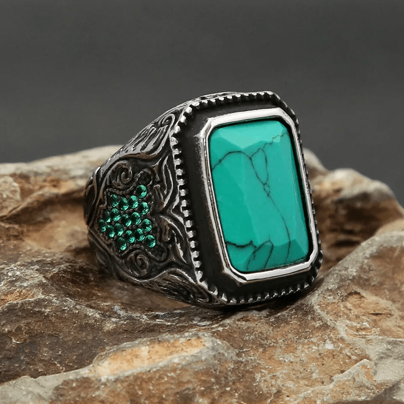 Olivenorma Vintage Turquoise Eagle Indian Ring - image 7