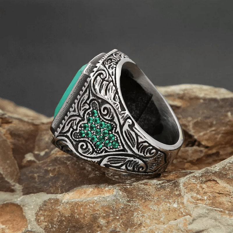 Olivenorma Vintage Turquoise Eagle Indian Ring - image 6