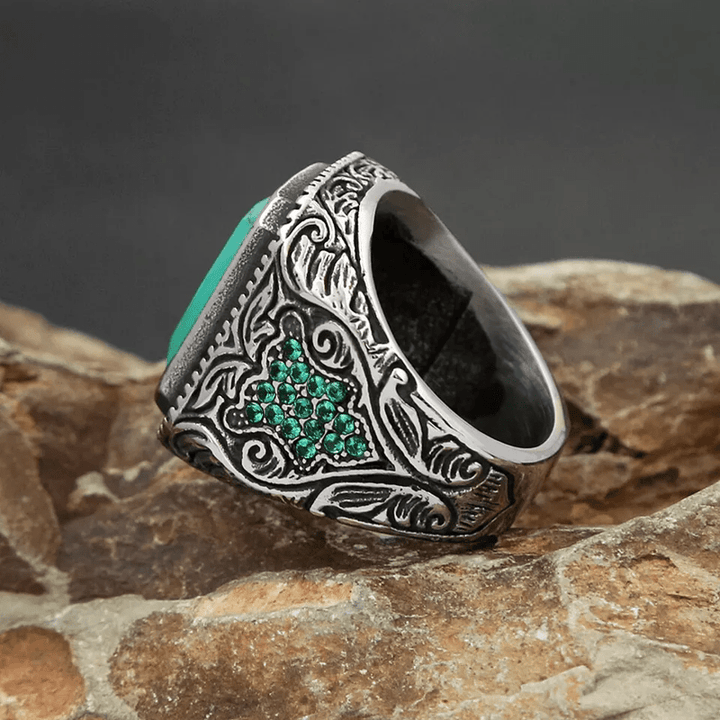 Olivenorma Vintage Turquoise Eagle Indian Ring - image 6