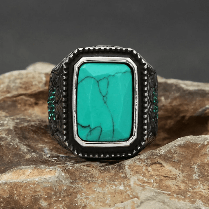 Olivenorma Vintage Turquoise Eagle Indian Ring - image 5