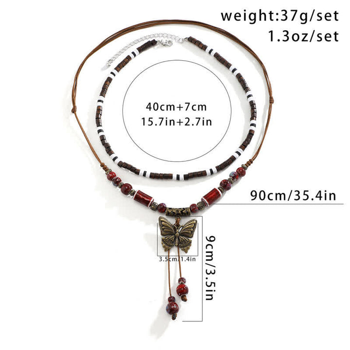 Olivenorma Natural Stone Butterfly Turtle Pendant Necklace Set - image 3