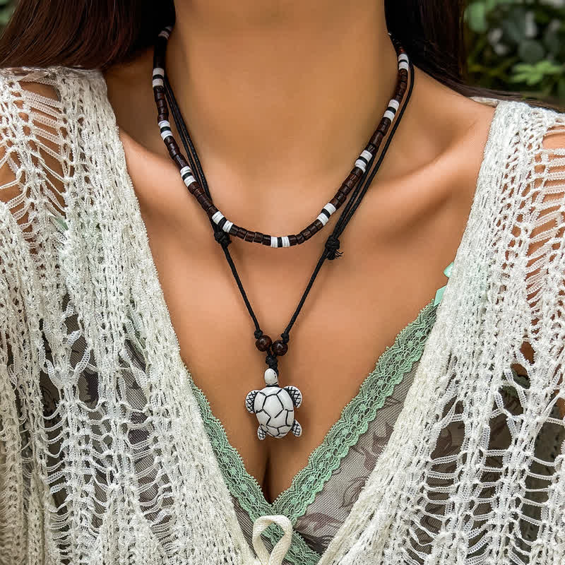 Olivenorma Natural Stone Butterfly Turtle Pendant Necklace Set - White Turquoise - image 5