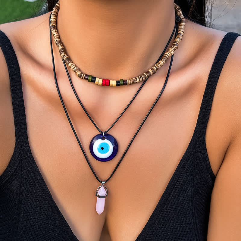 Olivenorma Natural Stone Tree Of Life Pendant Necklace Set - Pink Opal - image 15
