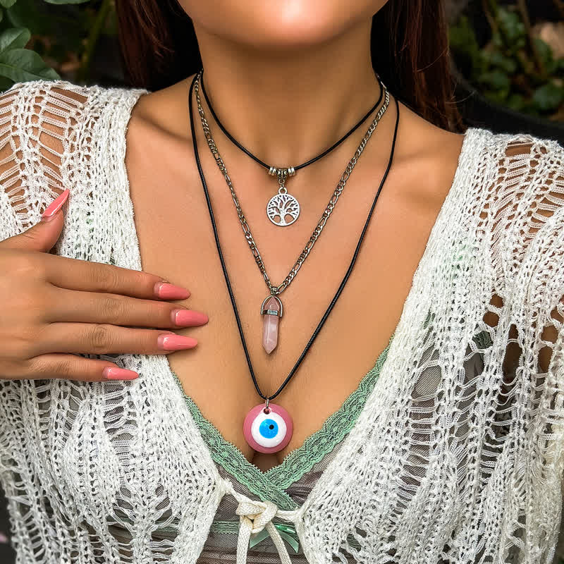 Olivenorma Natural Stone Tree Of Life Pendant Necklace Set - image 1