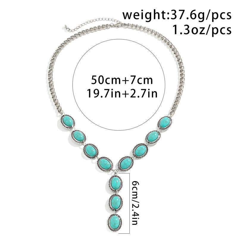 Olivenorma Natural Turquoise Exaggerated Long Pendant Necklace Set - image 9