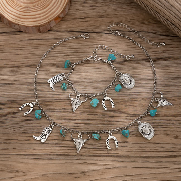 Olivenorma Bohemian Cowboy Style Turquoise Bracelet Necklace - image 5