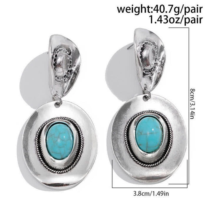 Olivenorma Natural Turquoise Exaggerated Pendant Earrings Necklace - image 10