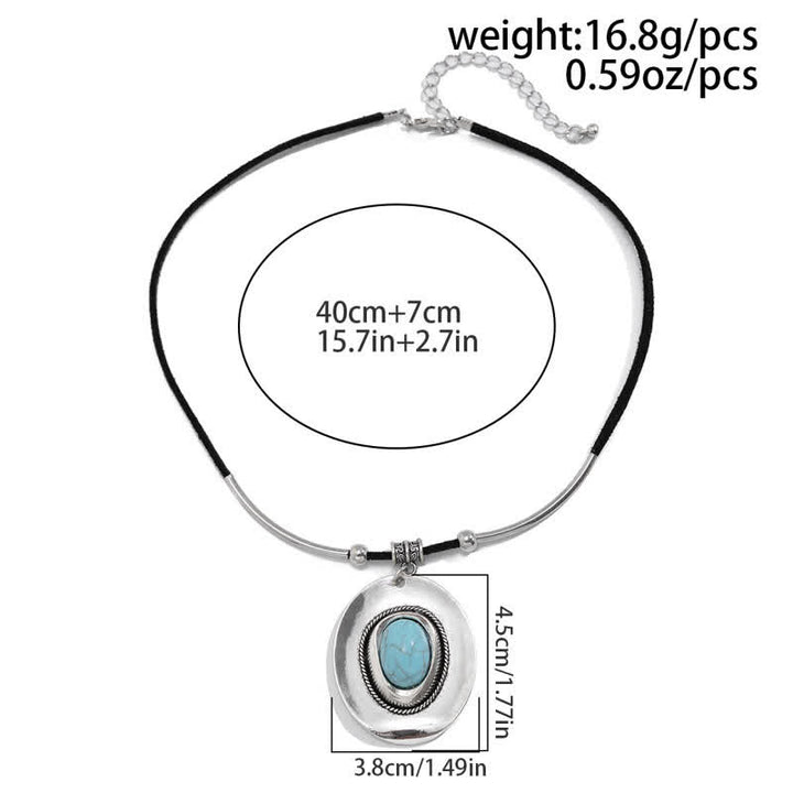 Olivenorma Natural Turquoise Exaggerated Pendant Earrings Necklace - image 4