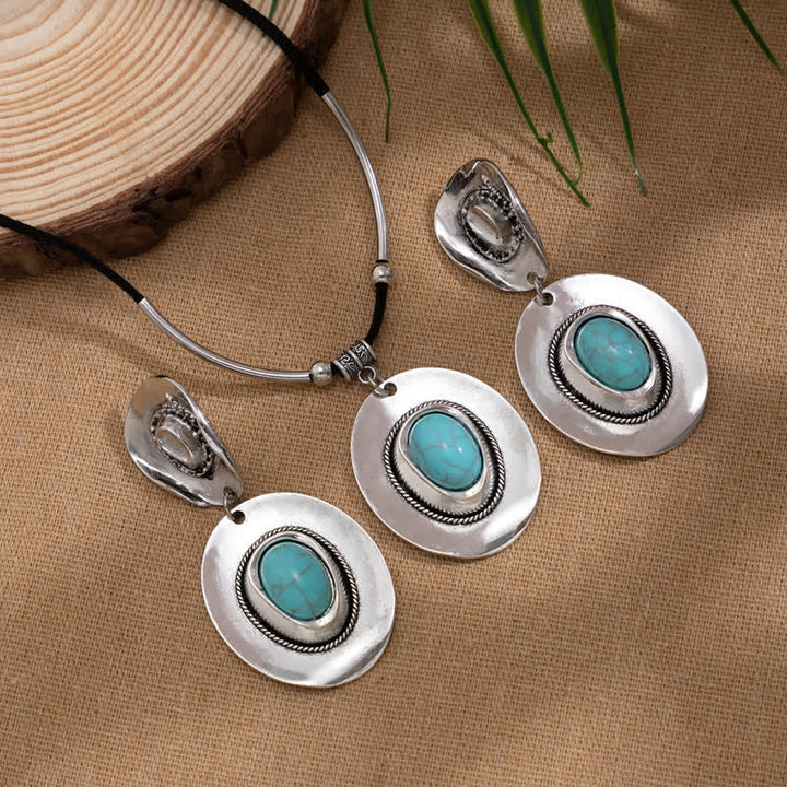 Olivenorma Natural Turquoise Exaggerated Pendant Earrings Necklace - image 8