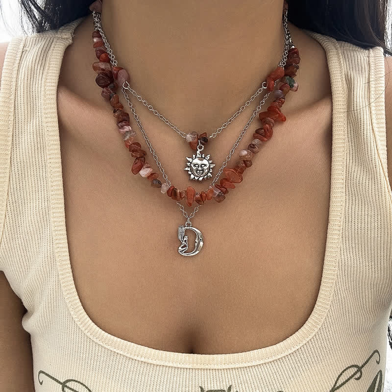 Olivenorma Ethnic Gravel Beads Sun Tree Of Life Necklace - image 2