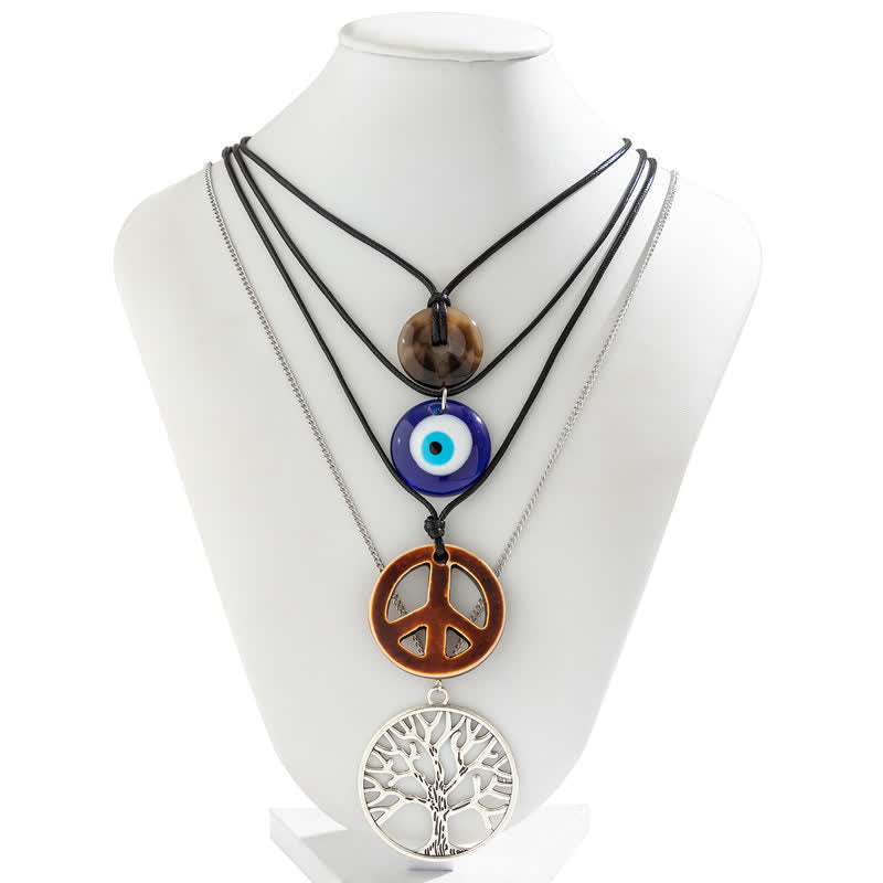 Olivenorma Chakra Tree Of Life Evil Eye Pendant Necklace Set - image 2