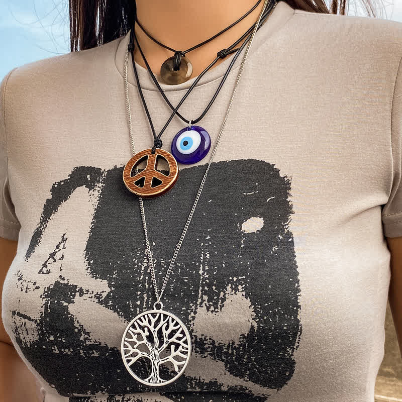 Olivenorma Chakra Tree Of Life Evil Eye Pendant Necklace Set - Evil Eye - image 0