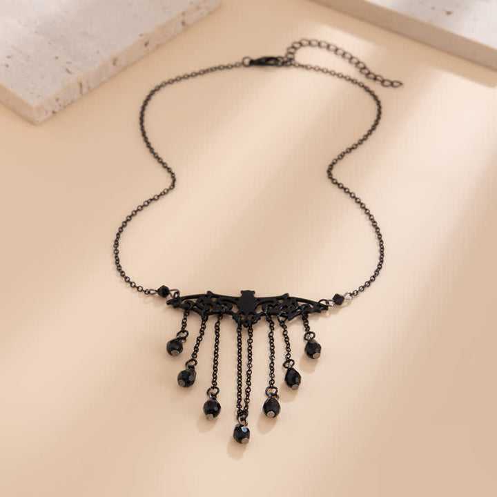 Olivenorma Obsidian Gothic Bat Pendant Necklace Set - image 8