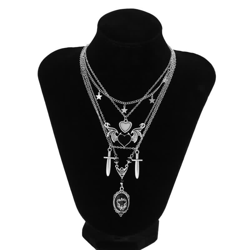 Olivenorma Obsidian Gothic Bat Pendant Necklace Set - image 3
