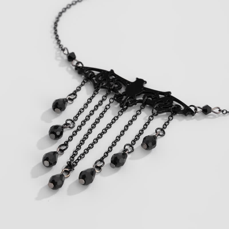 Olivenorma Obsidian Gothic Bat Pendant Necklace Set - image 9