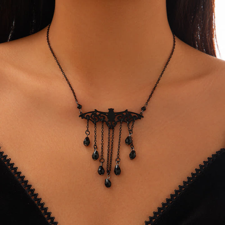 Olivenorma Obsidian Gothic Bat Pendant Necklace Set - Bat - image 6