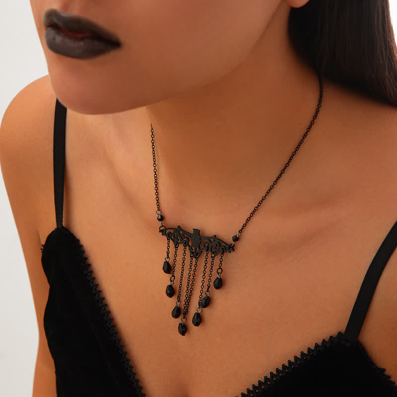 Olivenorma Obsidian Gothic Bat Pendant Necklace Set - image 7