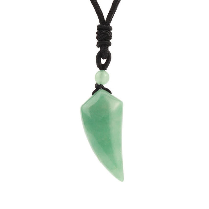 Olivenorma Natural Stone Cut Wolf Tooth Shape Pendant Necklace - Green Aventurine - image 4